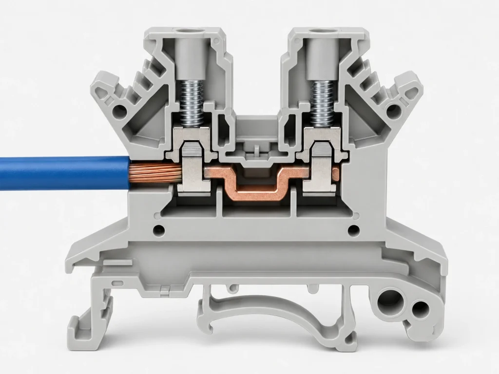Internal structure and working principle of a screw terminal block